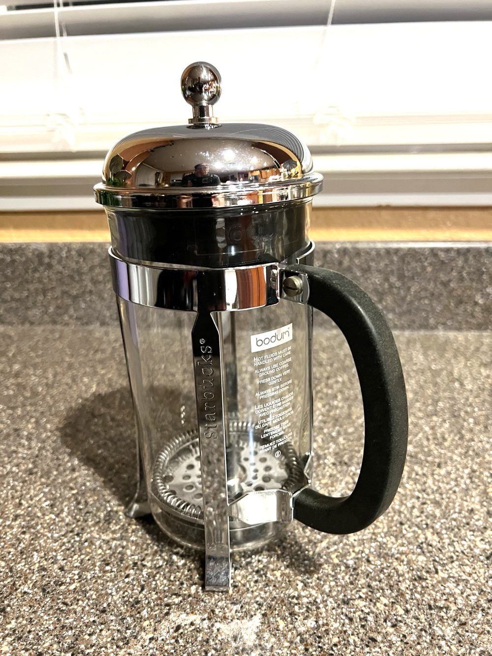 Bodum Starbucks French Press Glass & Stainless Steel 4 Cups 9.5" Tall